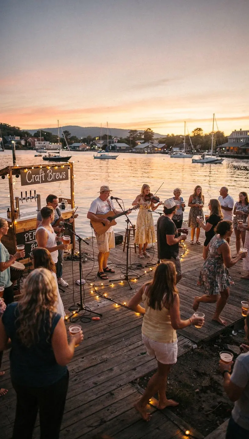 Demonstrações de culinária de frutos do mar em festival costeiro.